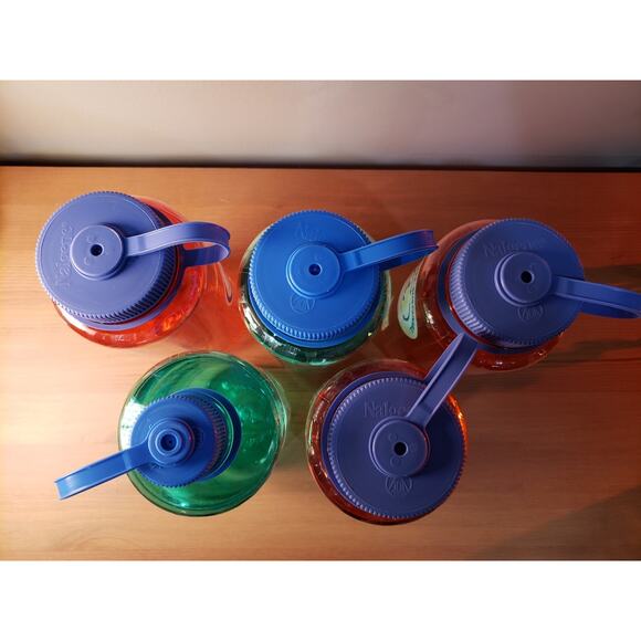 Nalgene 32oz Wide & NM Water Bottle Lot X5 Pastel Green & Marmalade Made in USA - Picture 2 of 3